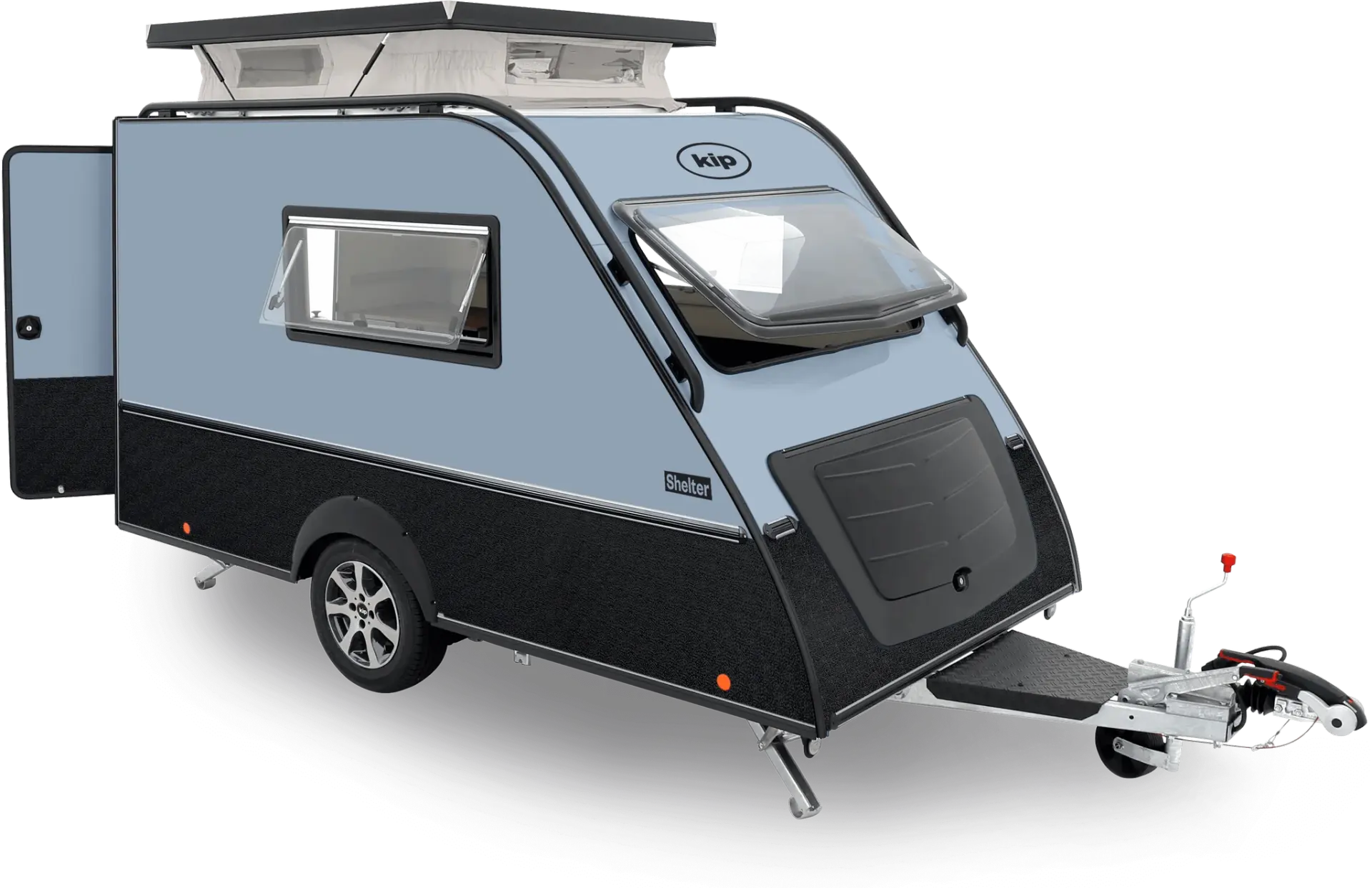 Shelter in Polar blue met zwart